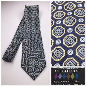 Vintage Alexander Julian Colours Mens Necktie Geometric Pattern Tie Office Wear